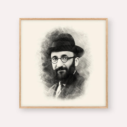 Rabbi Eliyahu Eliezer Dessler – Black & White – Wood Frame Square | Jewish Wall Art, Gedolim Pictures