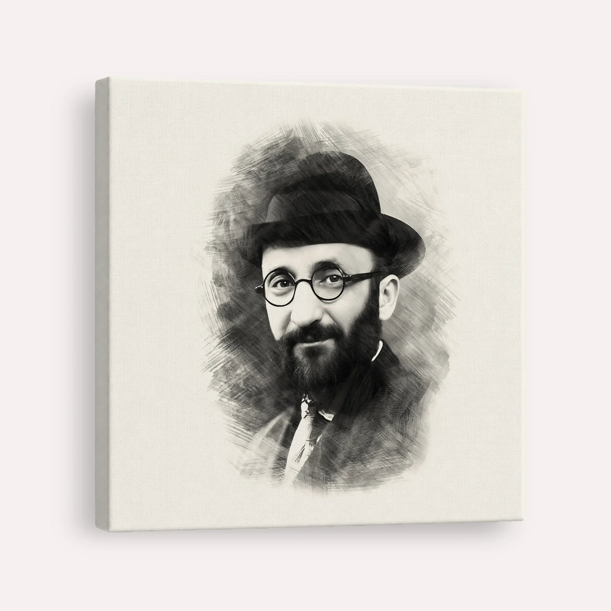 Rabbi Eliyahu Eliezer Dessler – Black & White – Canvas Square | Jewish Wall Art, Gedolim Pictures