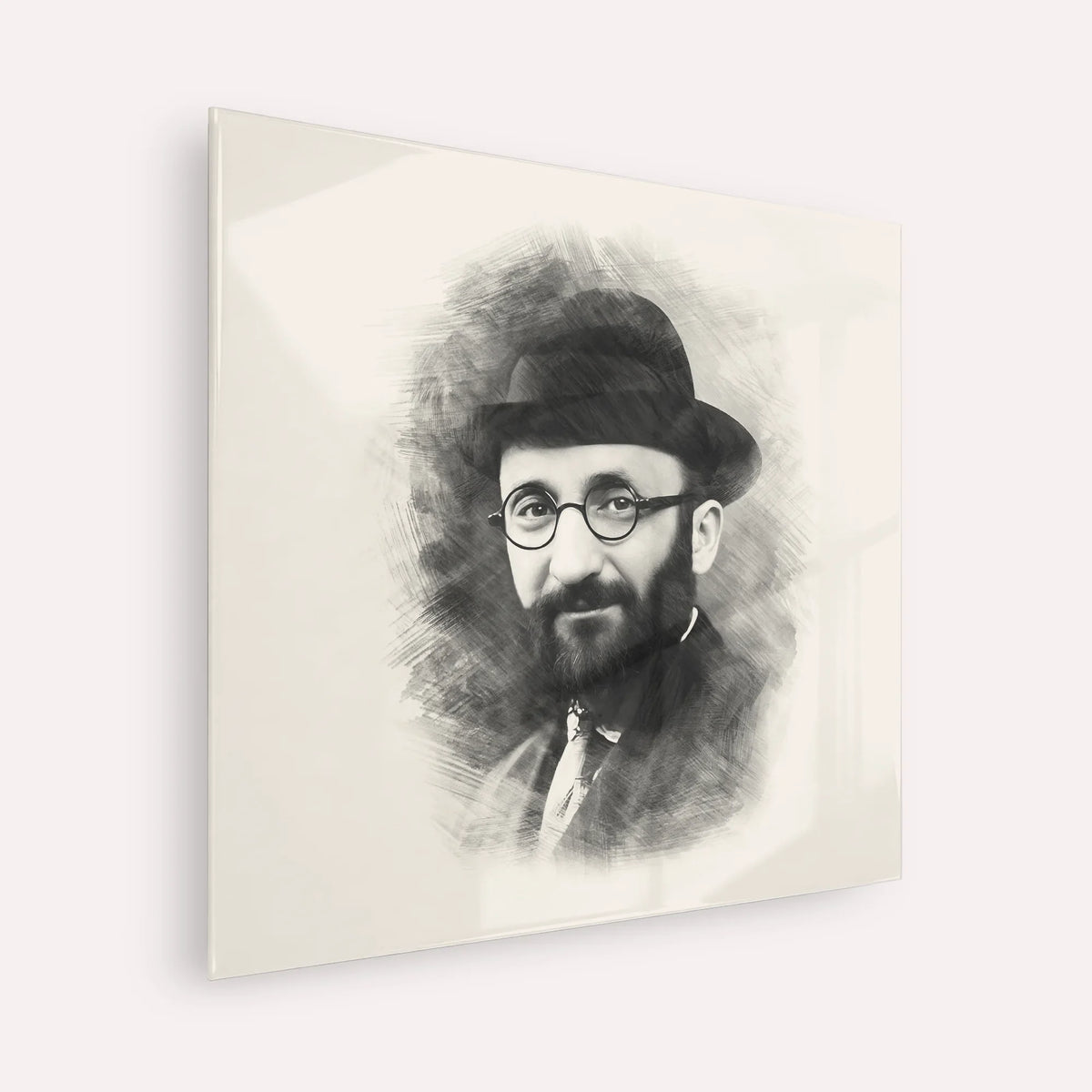 Rabbi Eliyahu Eliezer Dessler – Black & White – Acrylic Glass Square | Jewish Wall Art, Gedolim Pictures