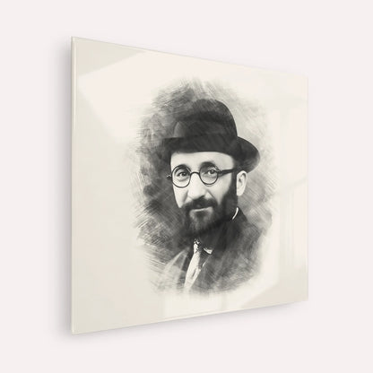 Rabbi Eliyahu Eliezer Dessler – Black & White – Acrylic Glass Square | Jewish Wall Art, Gedolim Pictures