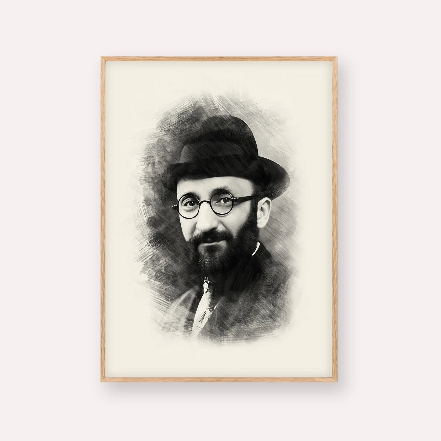 Rabbi Eliyahu Eliezer Dessler – Black & White – Wood Frame Vertical | Jewish Wall Art, Gedolim Pictures