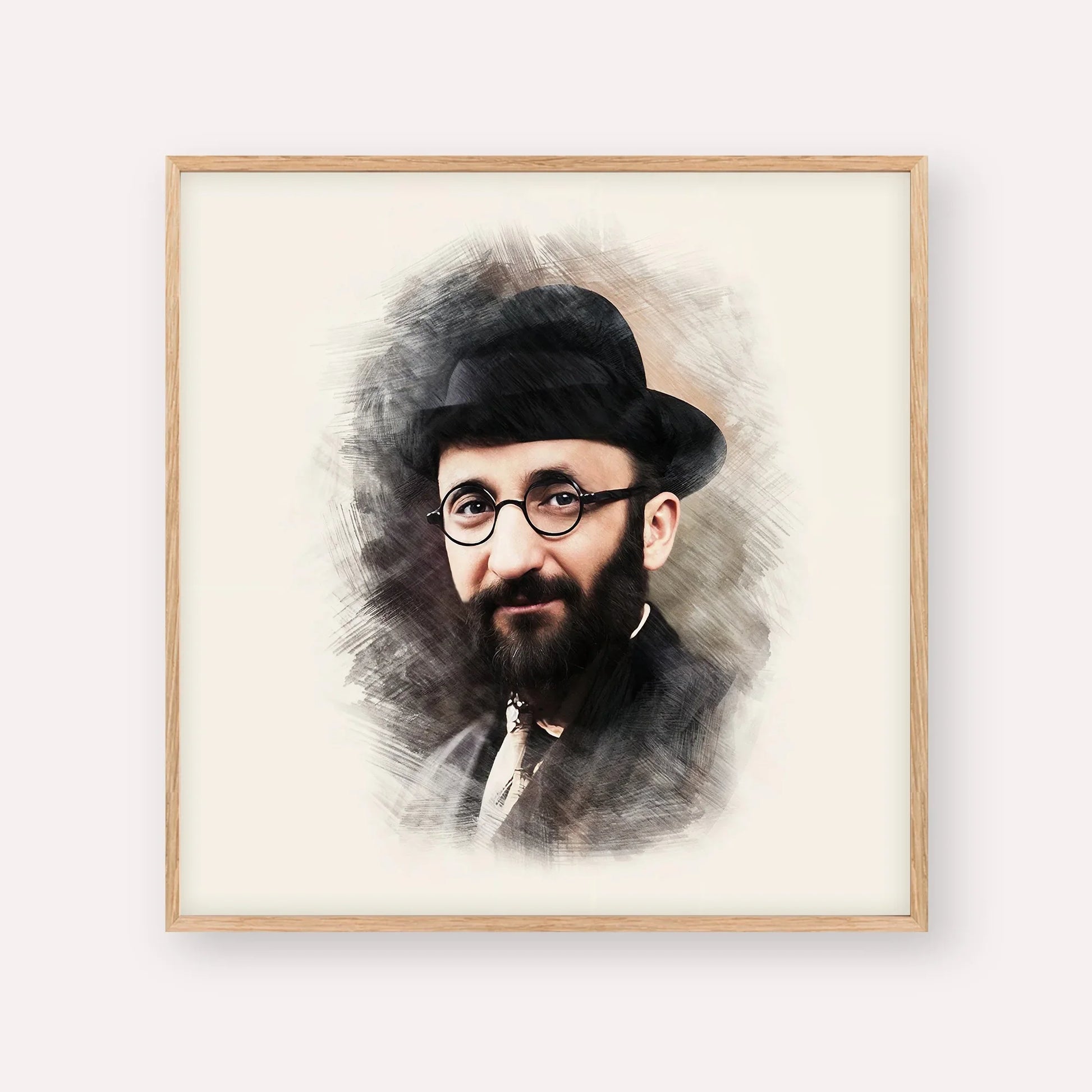 Rabbi Eliyahu Eliezer Dessler – Wood Frame Square | Jewish Wall Art, Gedolim Pictures