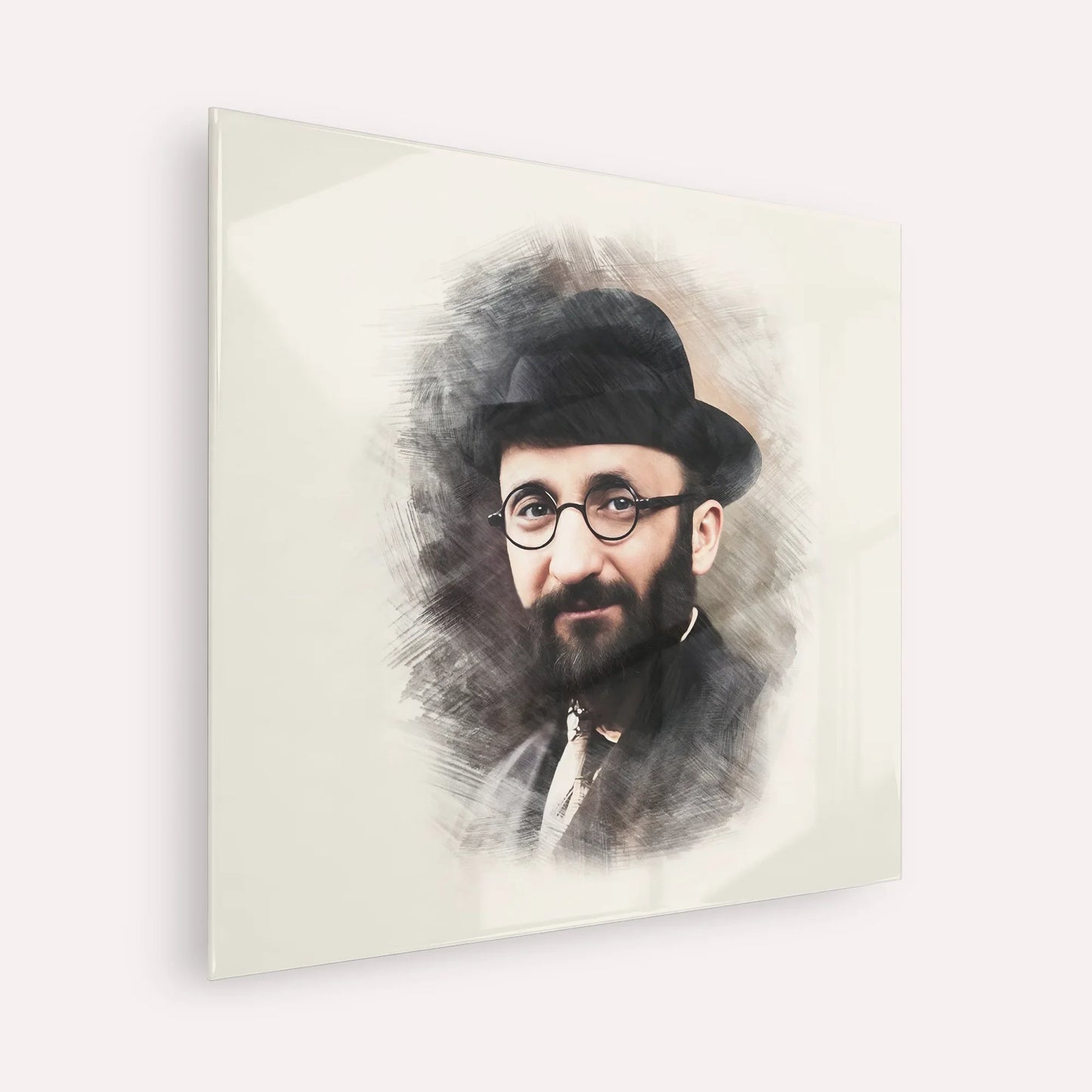 Rabbi Eliyahu Eliezer Dessler – Acrylic Glass Square | Jewish Wall Art, Gedolim Pictures