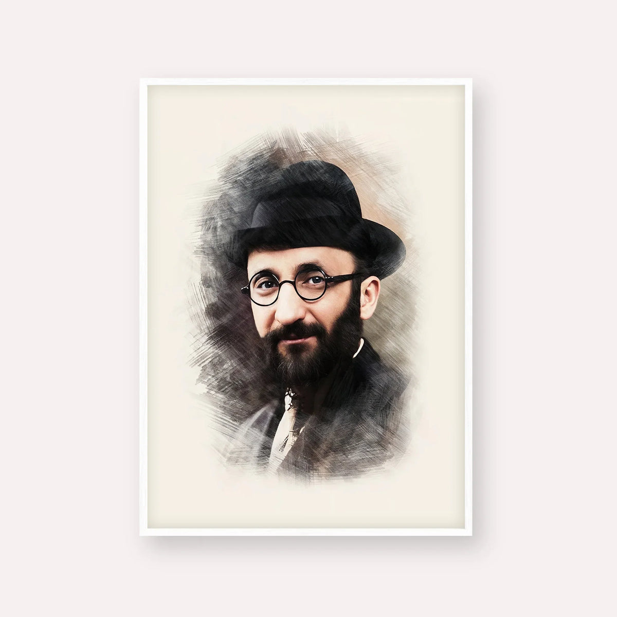 Rabbi Eliyahu Eliezer Dessler – White Frame Vertical | Jewish Wall Art, Gedolim Pictures