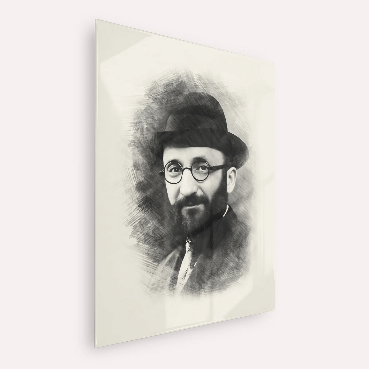 Rabbi Eliyahu Eliezer Dessler – Black & White – Acrylic Glass Vertical | Jewish Wall Art, Gedolim Pictures