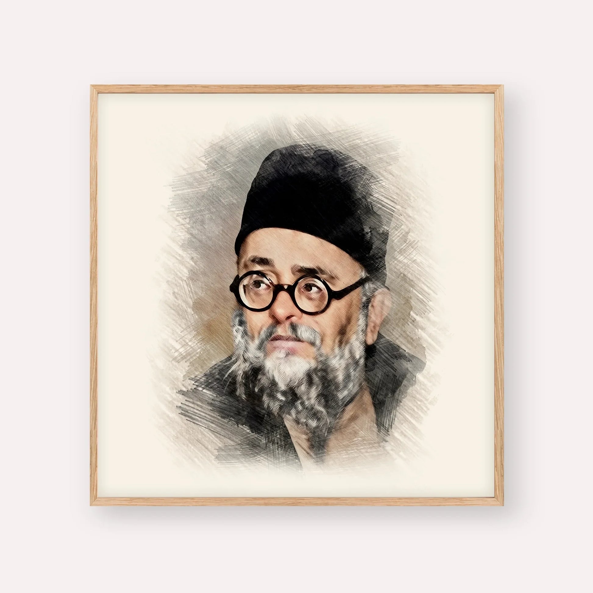 Rabbi Ezra Attiya – Wood Frame Square | Jewish Wall Art, Gedolim Pictures