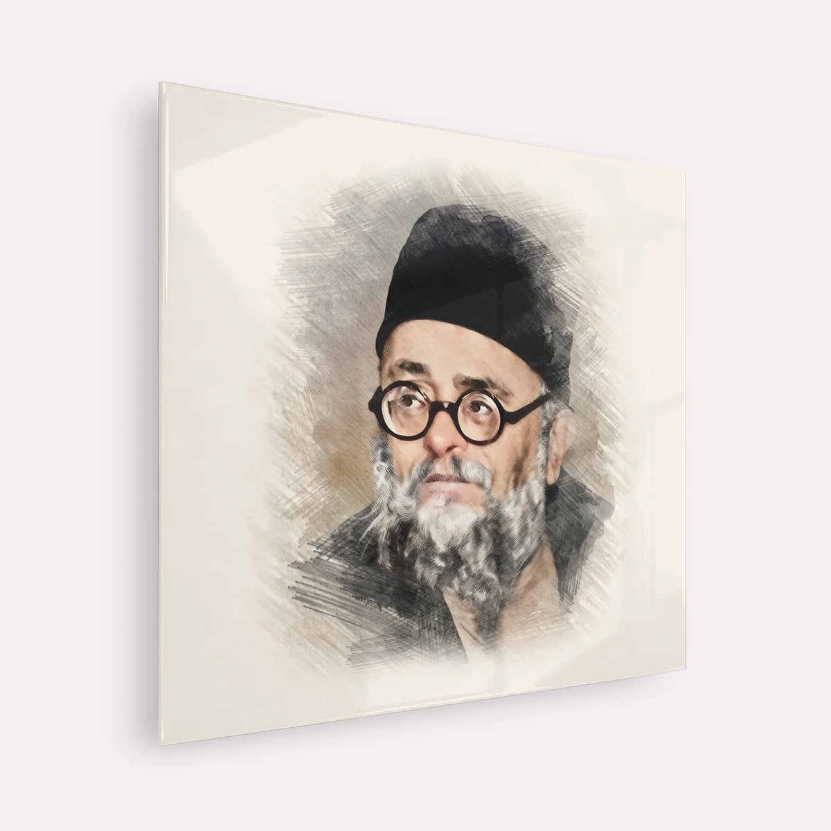Rabbi Ezra Attiya – Acrylic Glass Square | Jewish Wall Art, Gedolim Pictures