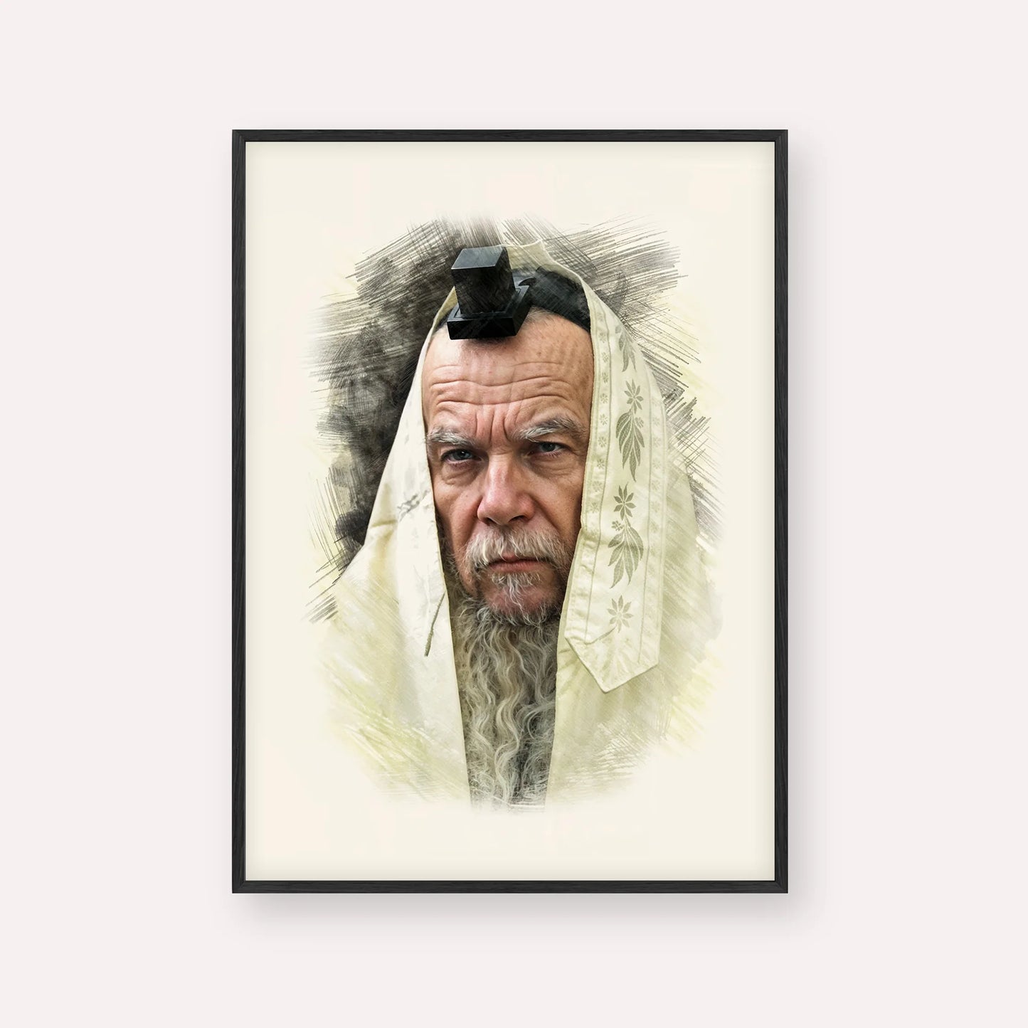 Rabbi Gershon Edelstein – Black Frame Vertical | Jewish Wall Art, Gedolim Pictures