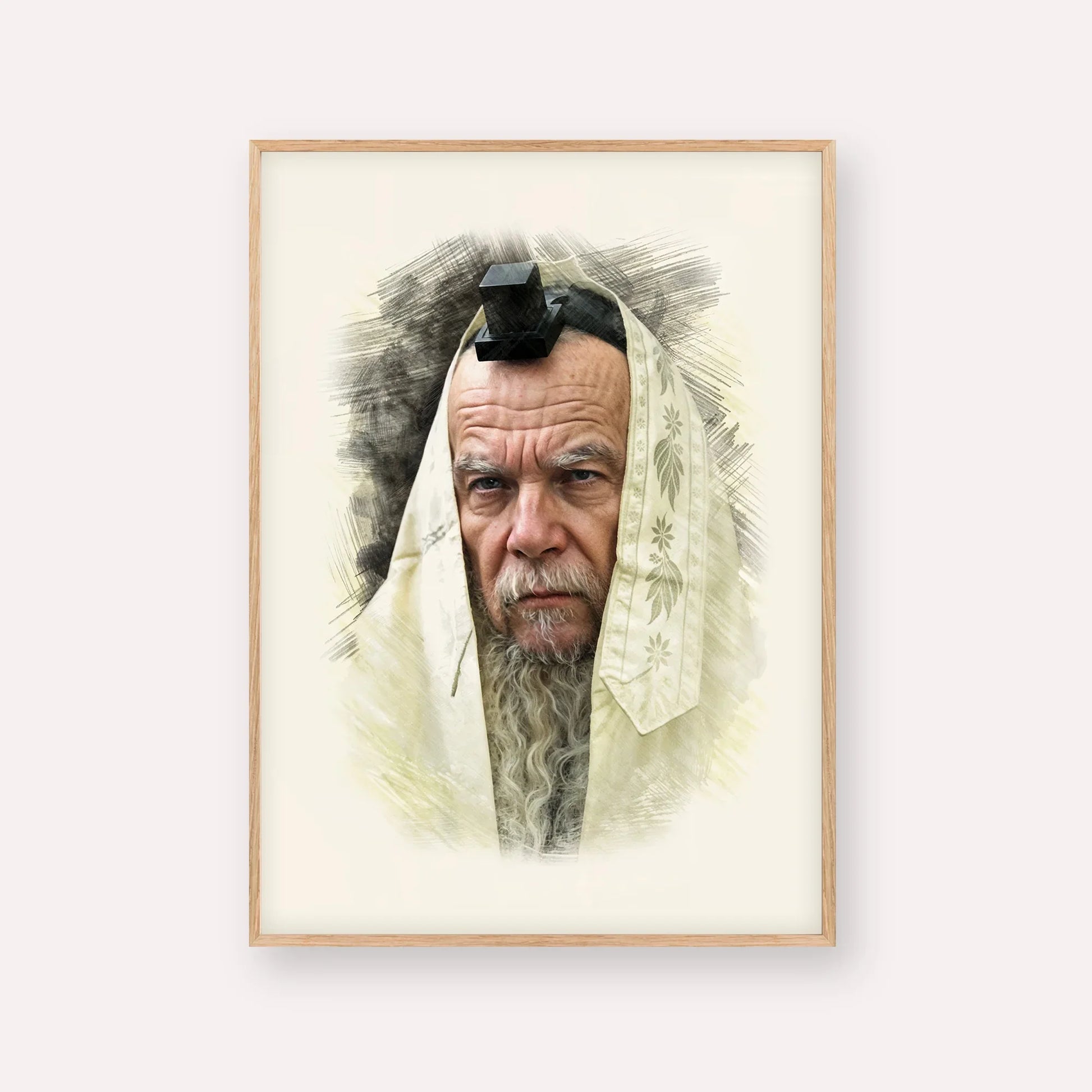 Rabbi Gershon Edelstein – Wood Frame Vertical | Jewish Wall Art, Gedolim Pictures