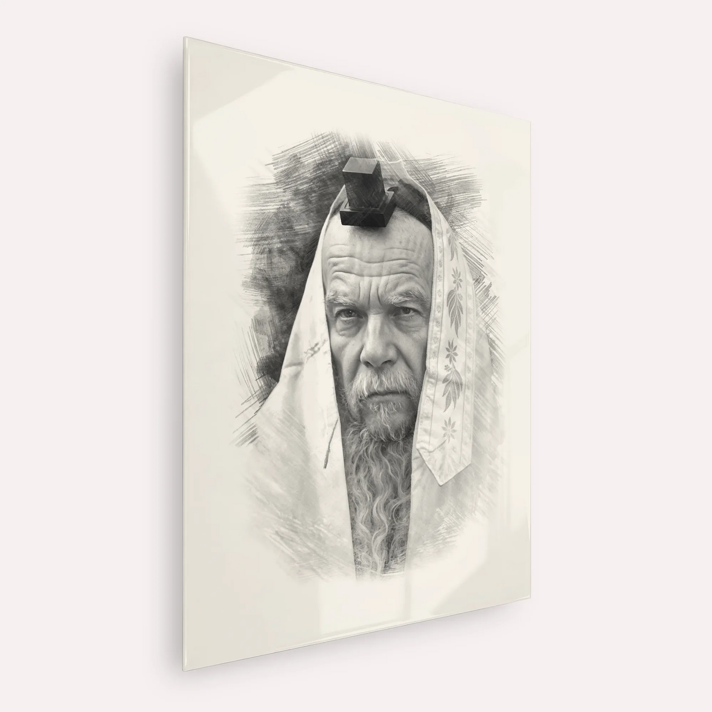 Rabbi Gershon Edelstein – Black & White – Acrylic Glass Vertical | Jewish Wall Art, Gedolim Pictures
