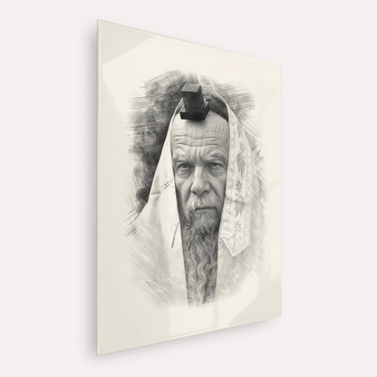 Rabbi Gershon Edelstein – Black & White – Acrylic Glass Vertical | Jewish Wall Art, Gedolim Pictures