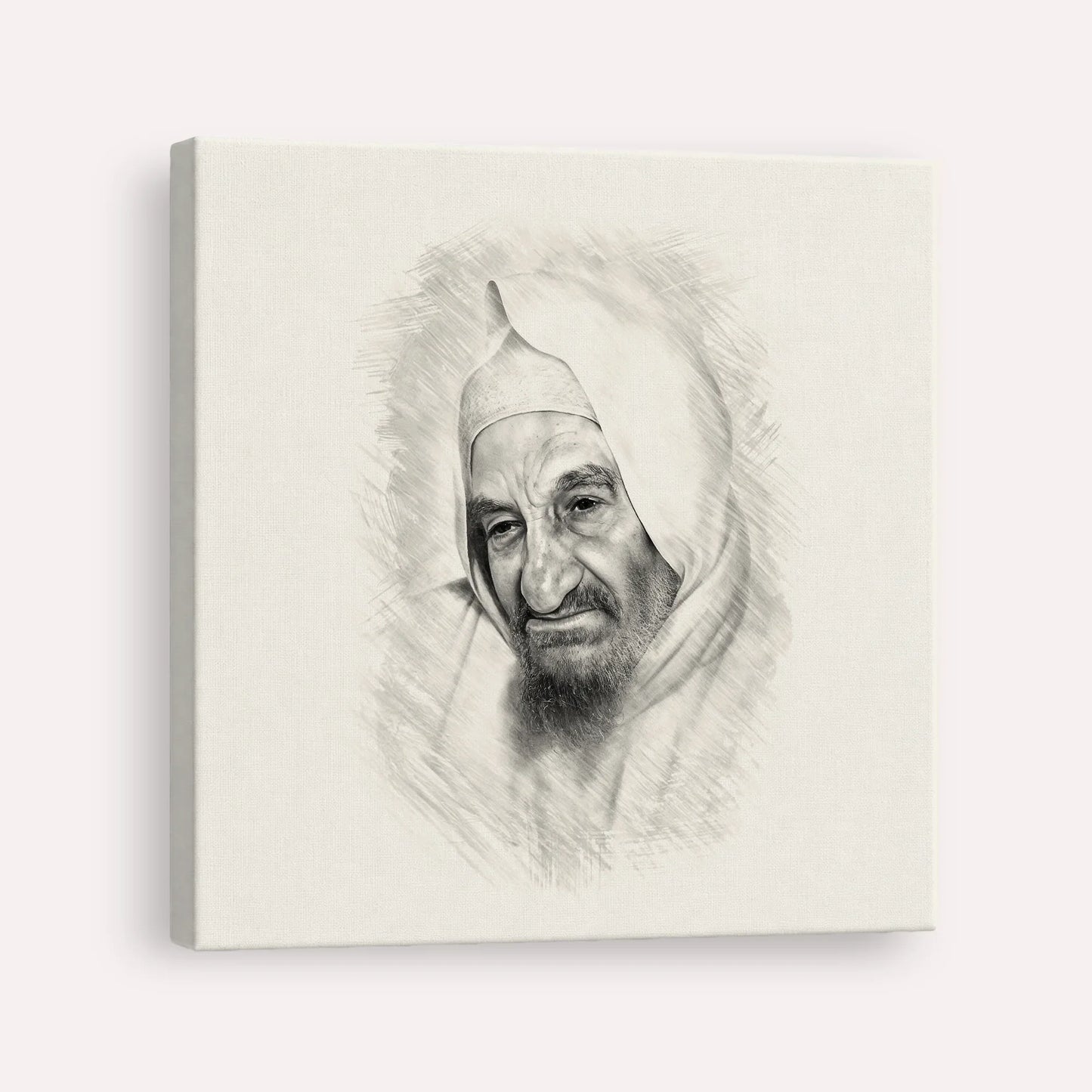 Rabbi Israel Abuhatzeira (Baba Sali) – Black & White – Canvas Square | Jewish Wall Art, Gedolim Pictures