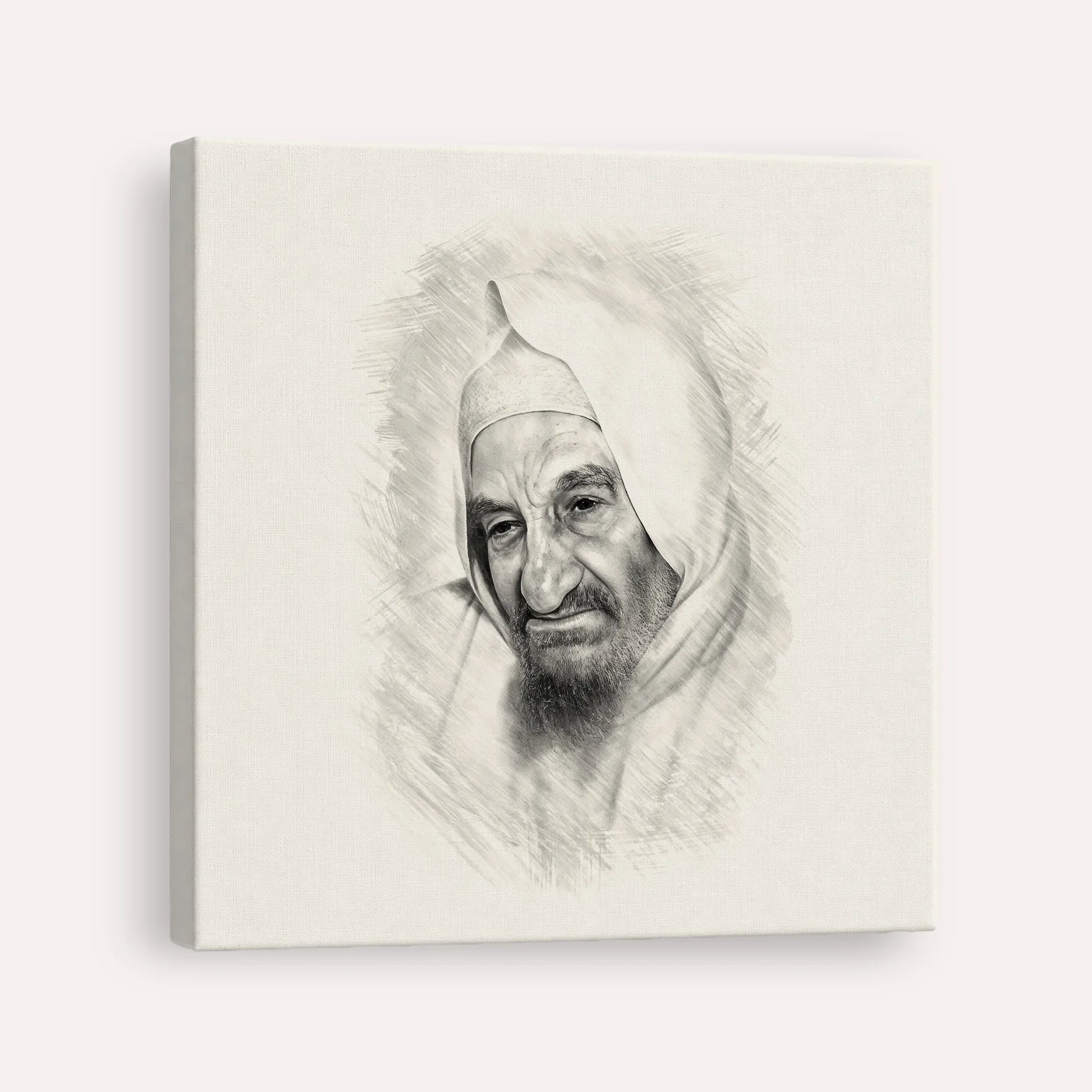 Rabbi Israel Abuhatzeira (Baba Sali) – Black & White – Canvas Square | Jewish Wall Art, Gedolim Pictures