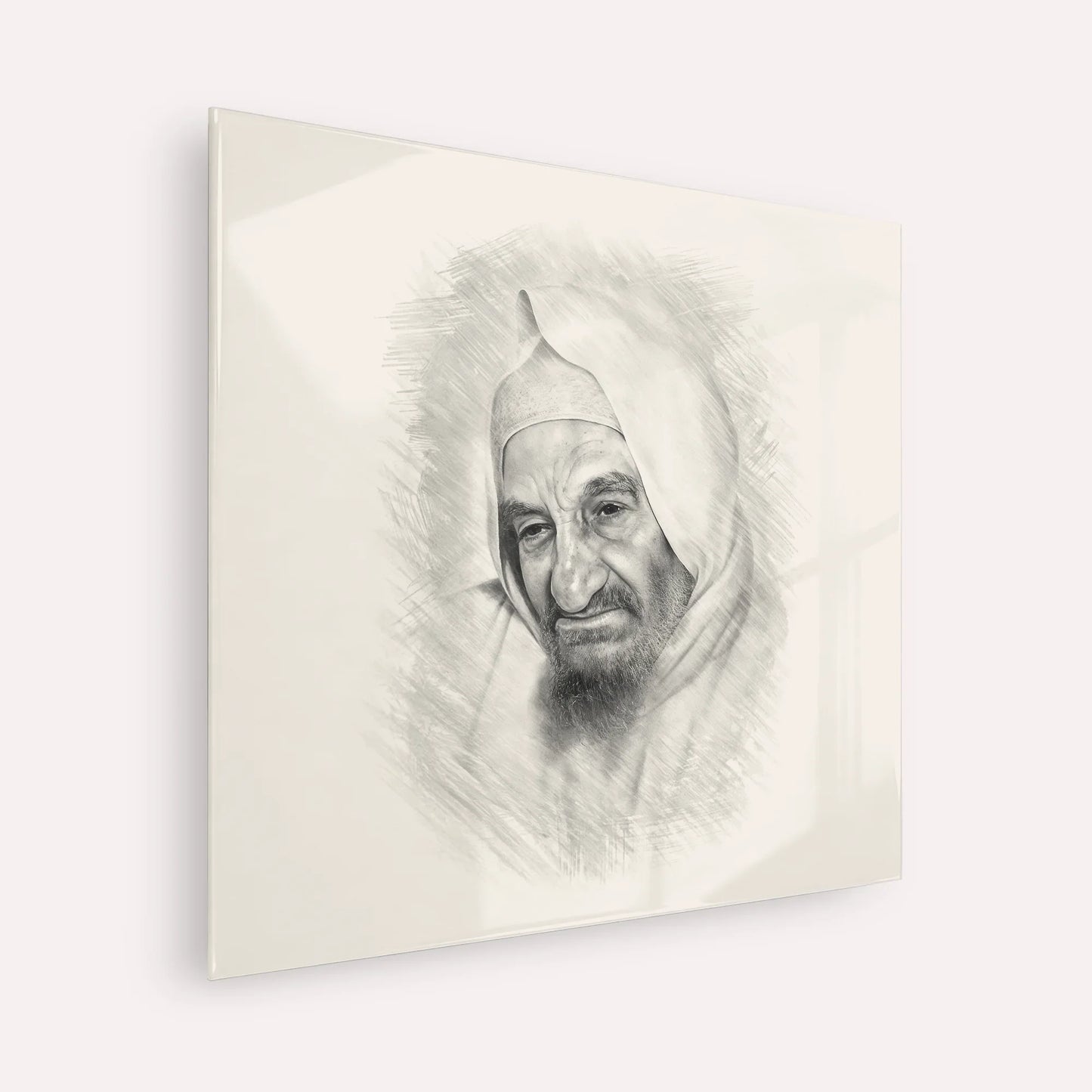 Rabbi Israel Abuhatzeira (Baba Sali) – Black & White – Acrylic Glass Square | Jewish Wall Art, Gedolim Pictures