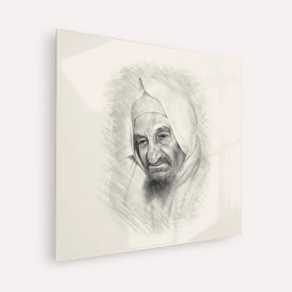 Rabbi Israel Abuhatzeira (Baba Sali) – Black & White – Acrylic Glass Square | Jewish Wall Art, Gedolim Pictures