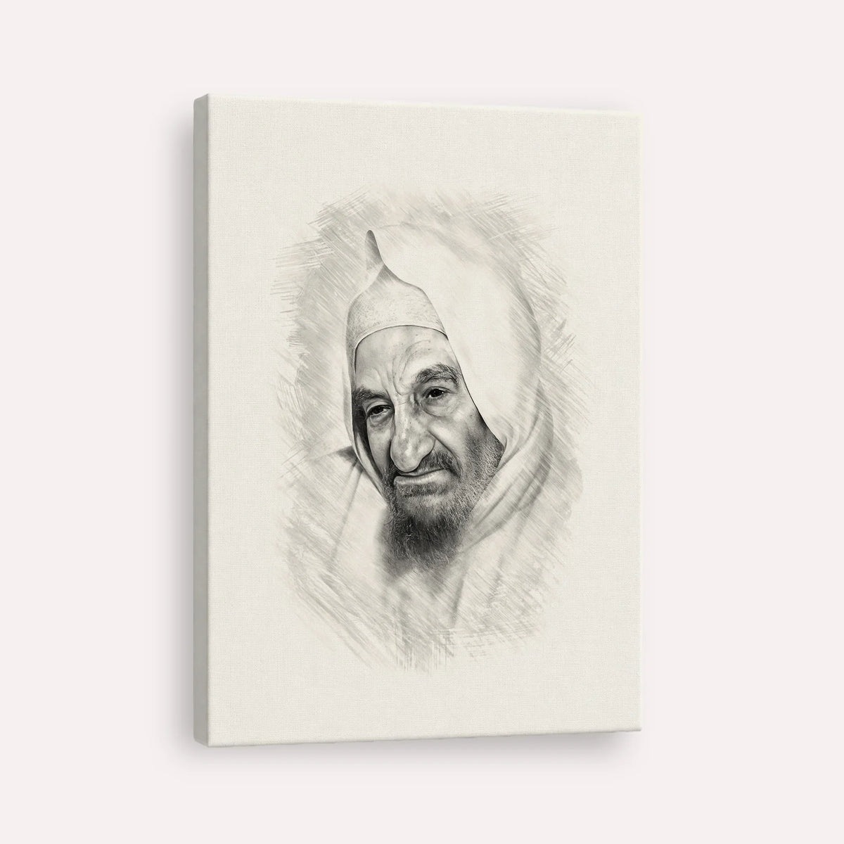 Rabbi Israel Abuhatzeira (Baba Sali) – Black & White – Canvas Vertical | Jewish Wall Art, Gedolim Pictures