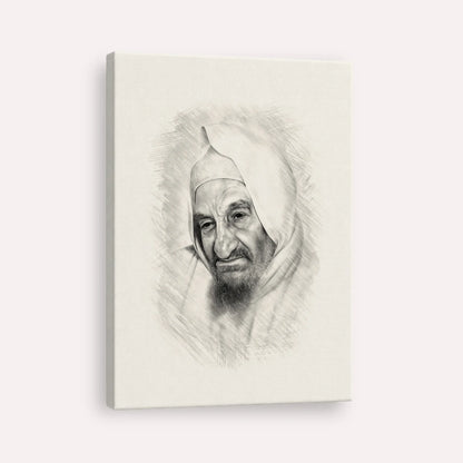 Rabbi Israel Abuhatzeira (Baba Sali) – Black & White – Canvas Vertical | Jewish Wall Art, Gedolim Pictures