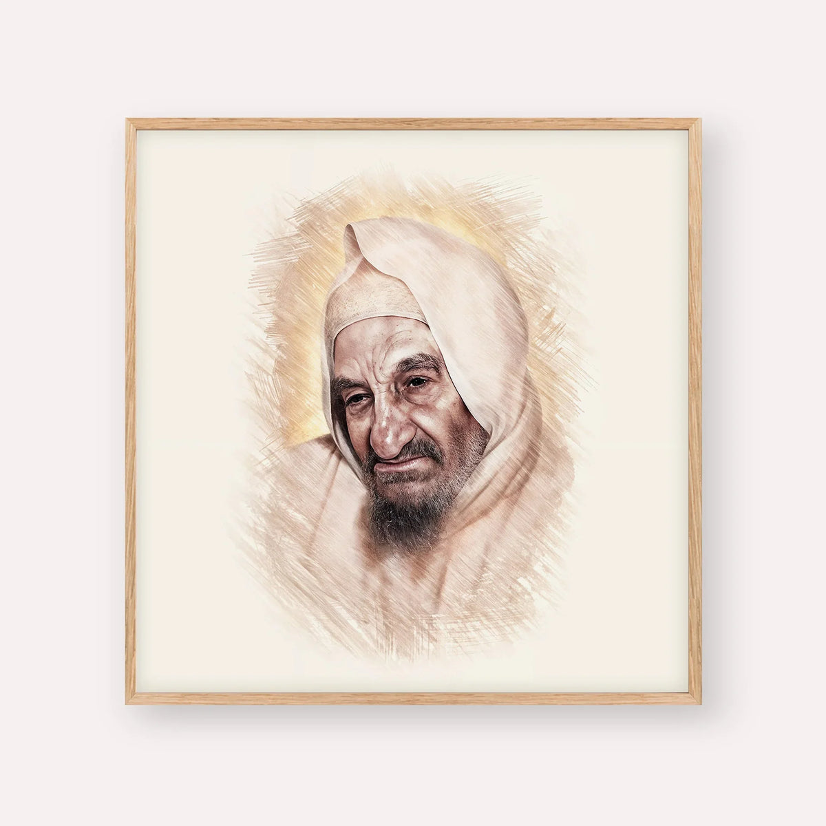 Rabbi Israel Abuhatzeira (Baba Sali) – Wood Frame Square | Jewish Wall Art, Gedolim Pictures