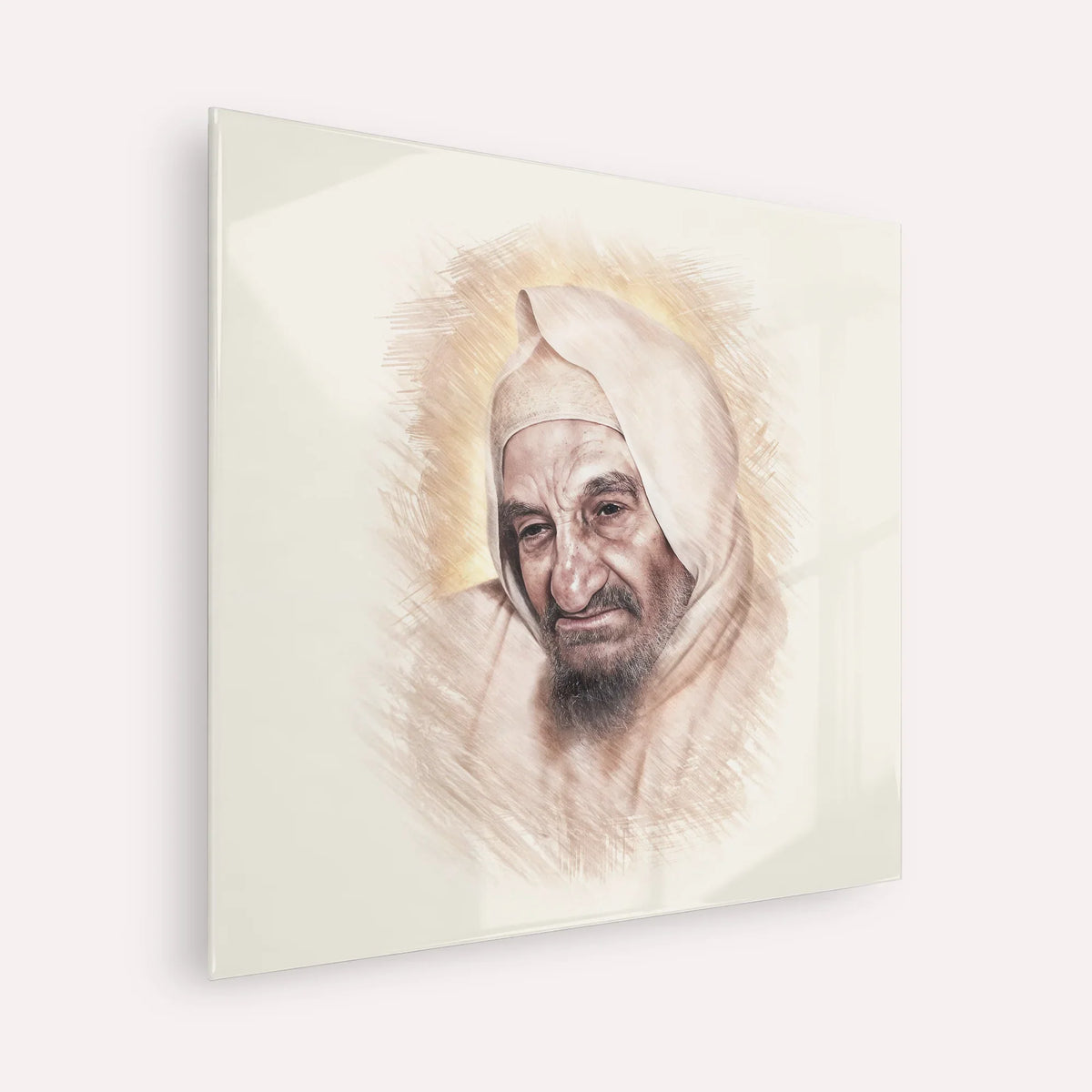 Rabbi Israel Abuhatzeira (Baba Sali) – Acrylic Glass Square | Jewish Wall Art, Gedolim Pictures