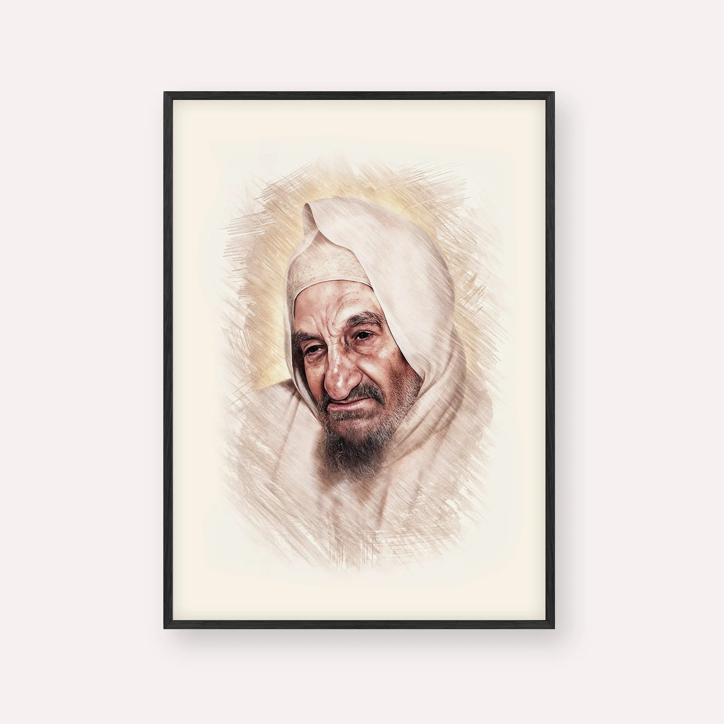Rabbi Israel Abuhatzeira (Baba Sali) – Black Frame Vertical | Jewish Wall Art, Gedolim Pictures