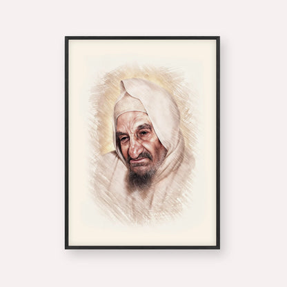Rabbi Israel Abuhatzeira (Baba Sali) – Black Frame Vertical | Jewish Wall Art, Gedolim Pictures