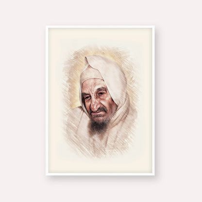 Rabbi Israel Abuhatzeira (Baba Sali) – White Frame Vertical | Jewish Wall Art, Gedolim Pictures