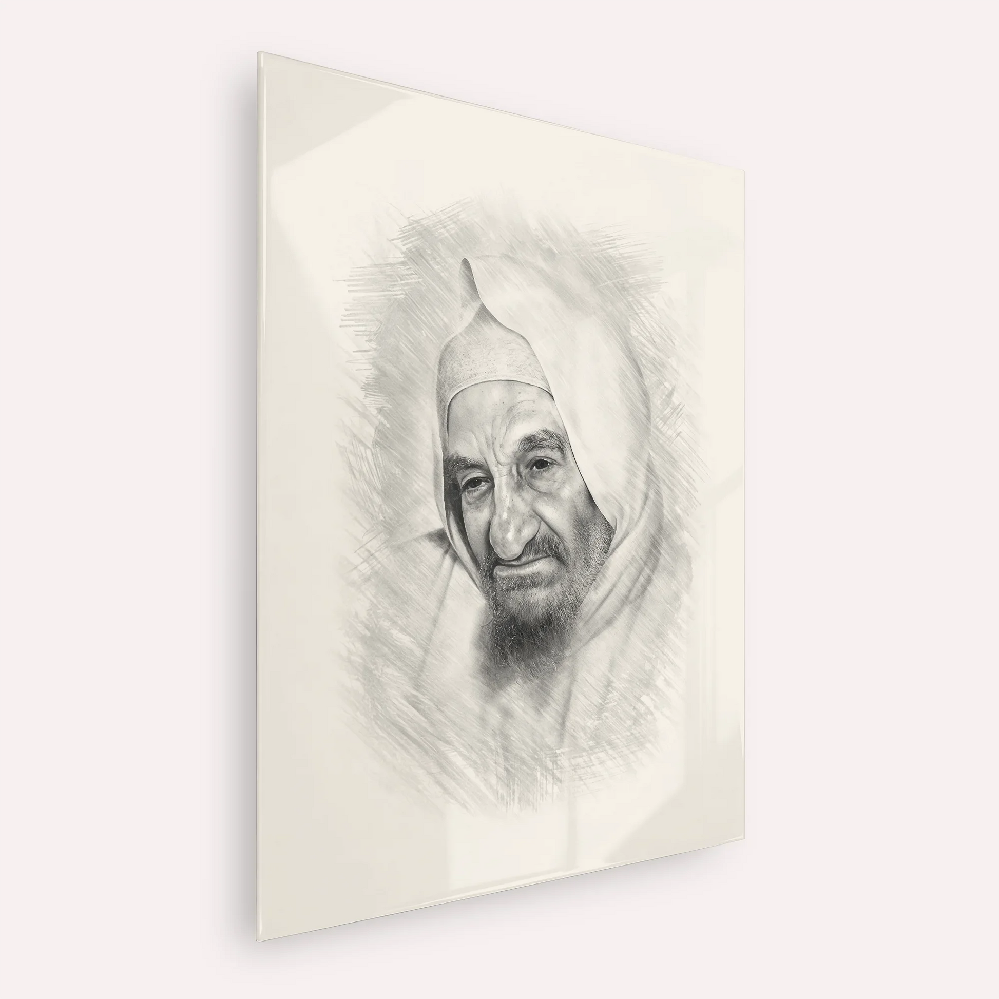 Rabbi Israel Abuhatzeira (Baba Sali) – Black & White – Acrylic Glass Vertical | Jewish Wall Art, Gedolim Pictures