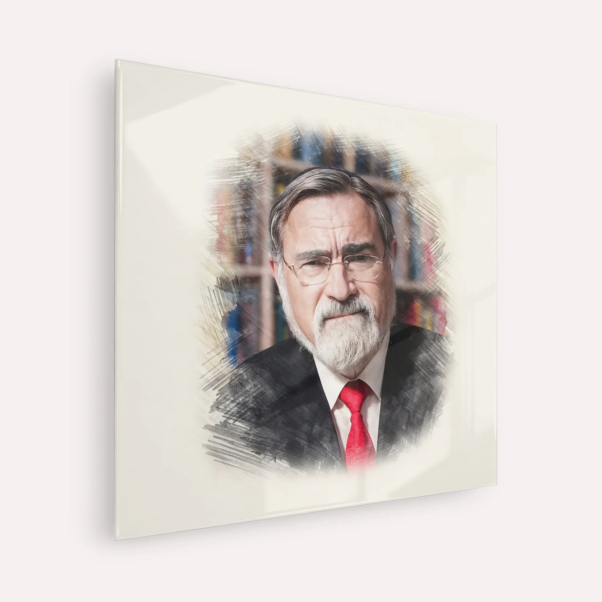 Rabbi Jonathan Sacks – Acrylic Glass Square | Jewish Wall Art, Gedolim Pictures