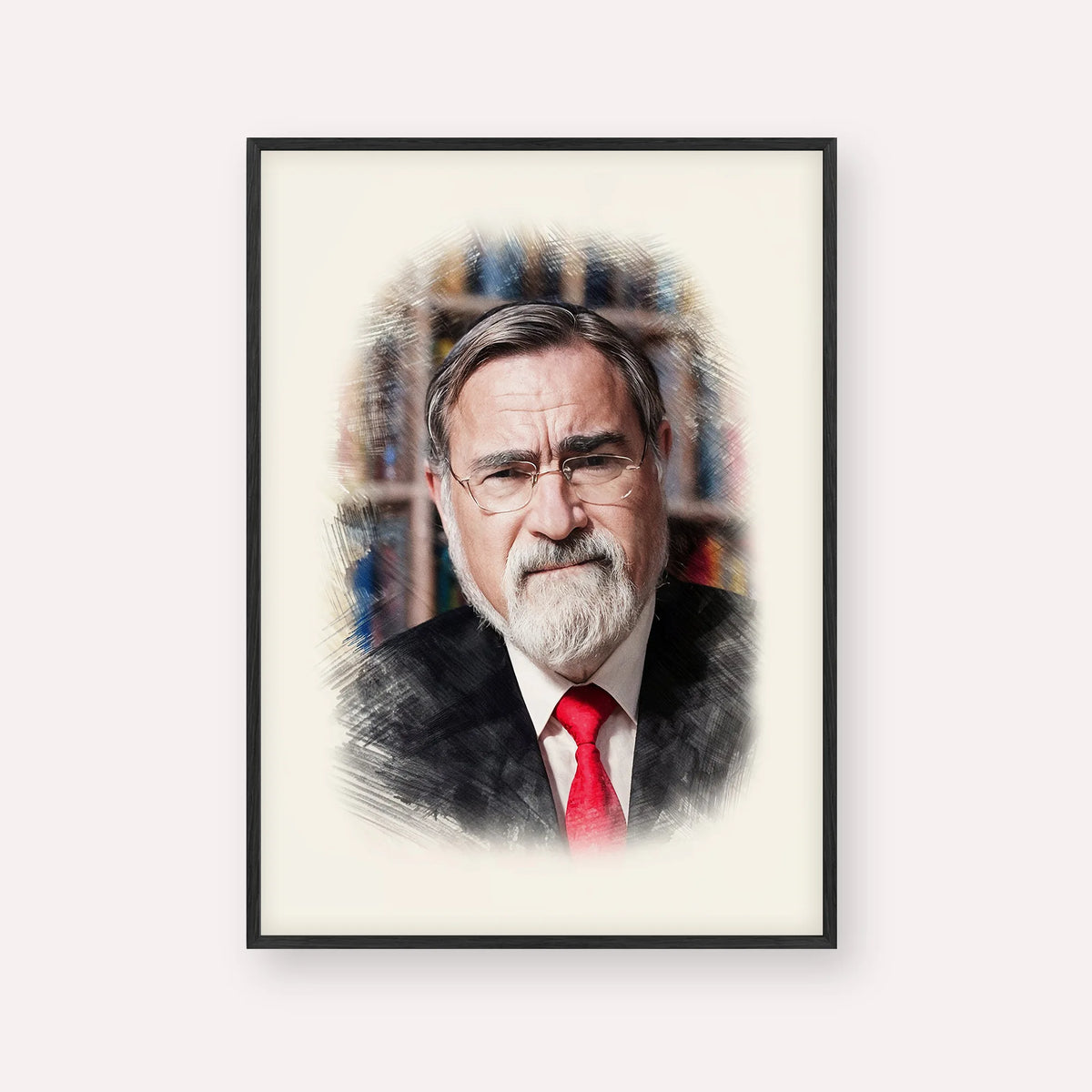 Rabbi Jonathan Sacks – Black Frame Vertical | Jewish Wall Art, Gedolim Pictures