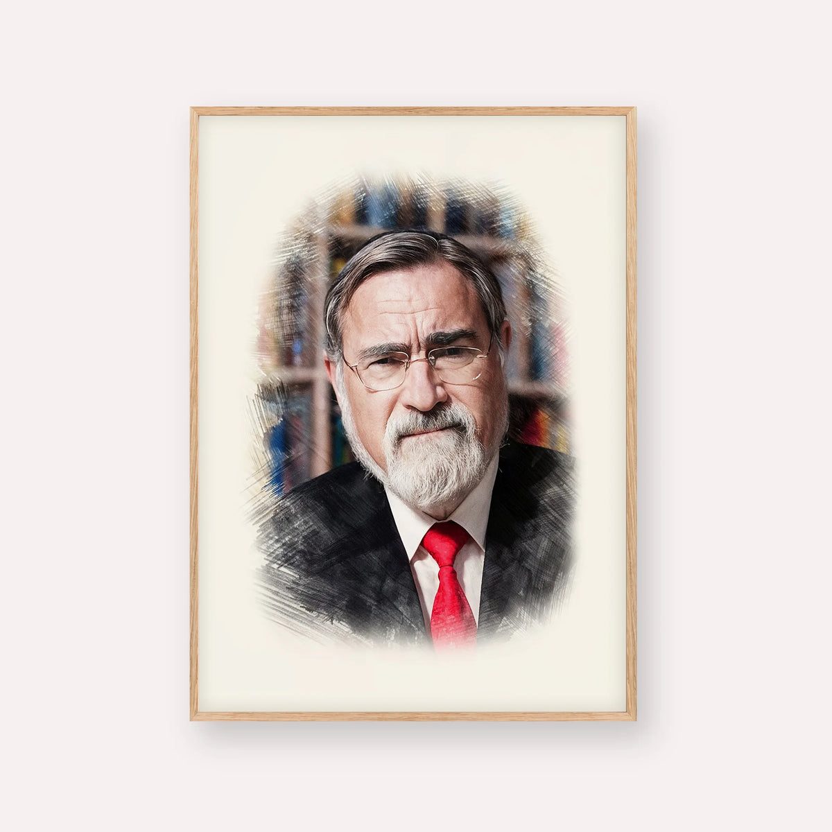 Rabbi Jonathan Sacks – Wood Frame Vertical | Jewish Wall Art, Gedolim Pictures