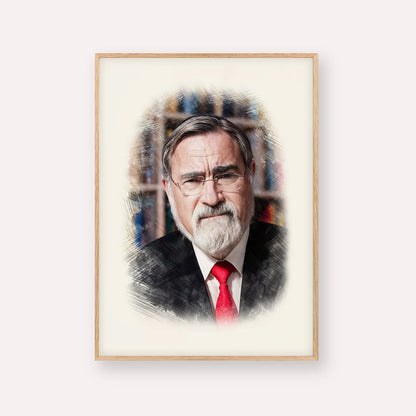Rabbi Jonathan Sacks – Wood Frame Vertical | Jewish Wall Art, Gedolim Pictures