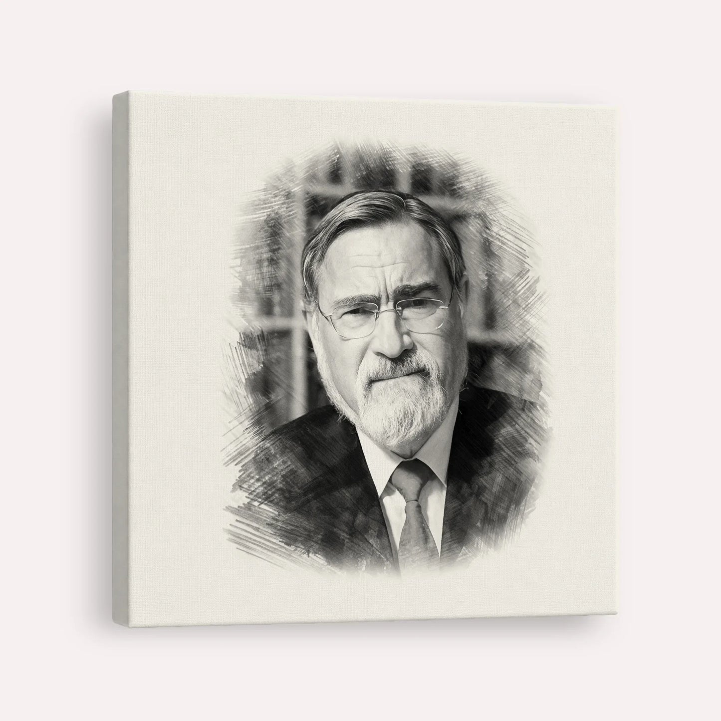 Rabbi Jonathan Sacks – Black & White – Canvas Square | Jewish Wall Art, Gedolim Pictures
