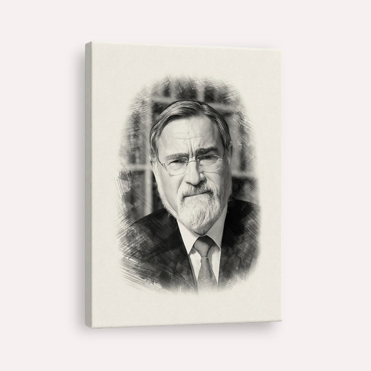 Rabbi Jonathan Sacks – Black & White – Canvas Vertical | Jewish Wall Art, Gedolim Pictures