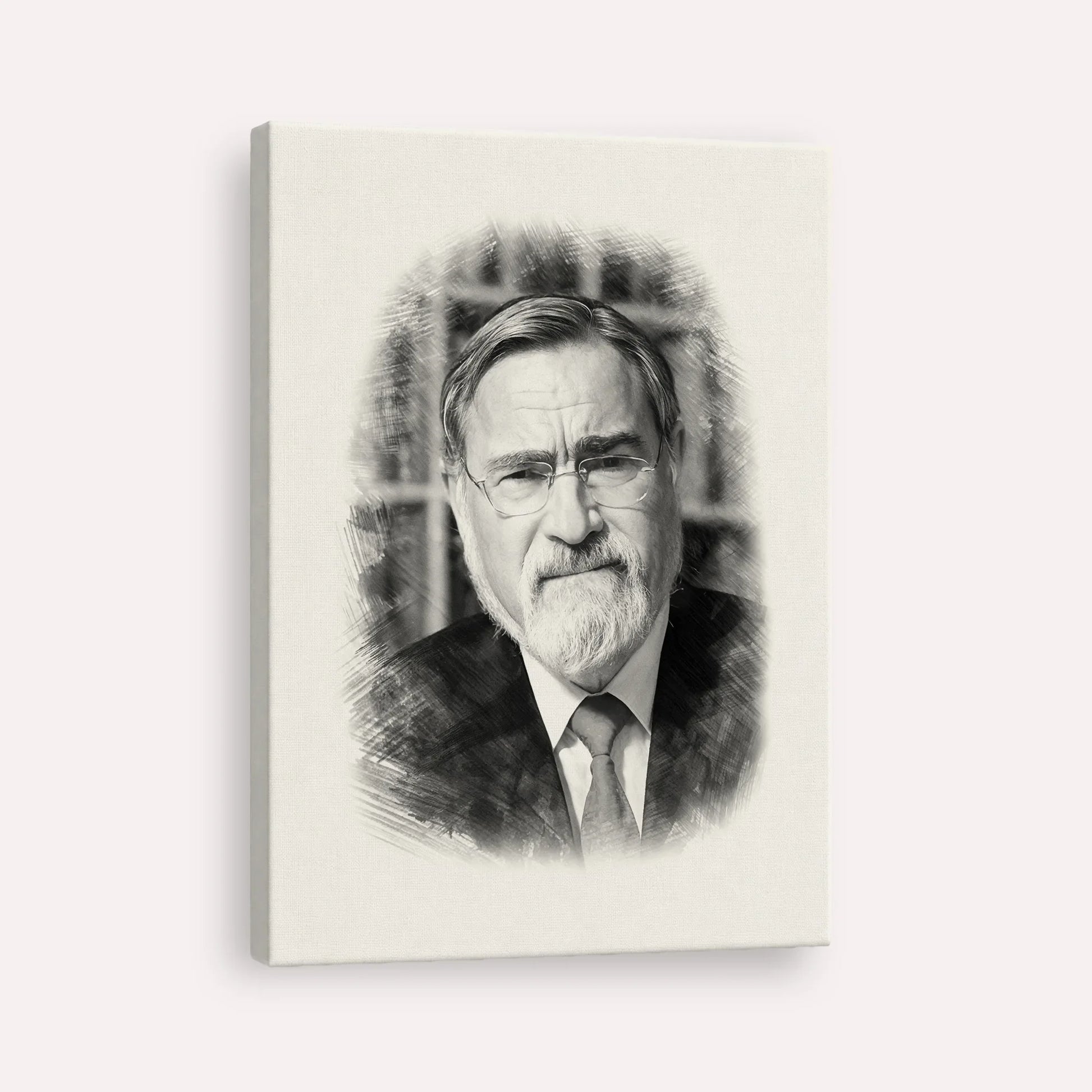 Rabbi Jonathan Sacks – Black & White – Canvas Vertical | Jewish Wall Art, Gedolim Pictures