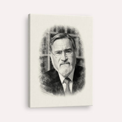 Rabbi Jonathan Sacks – Black & White – Canvas Vertical | Jewish Wall Art, Gedolim Pictures