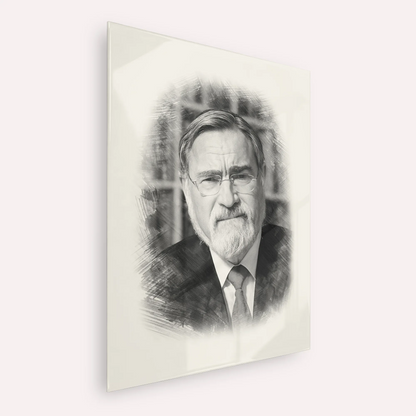 Rabbi Jonathan Sacks – Black & White – Acrylic Glass Vertical | Jewish Wall Art, Gedolim Pictures