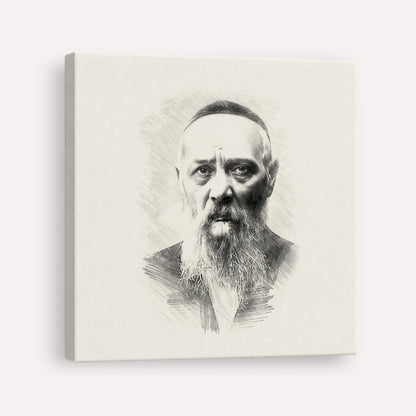 Rabbi Levi Yitzchak Schneerson – Black & White – Canvas Square | Jewish Wall Art, Gedolim Pictures