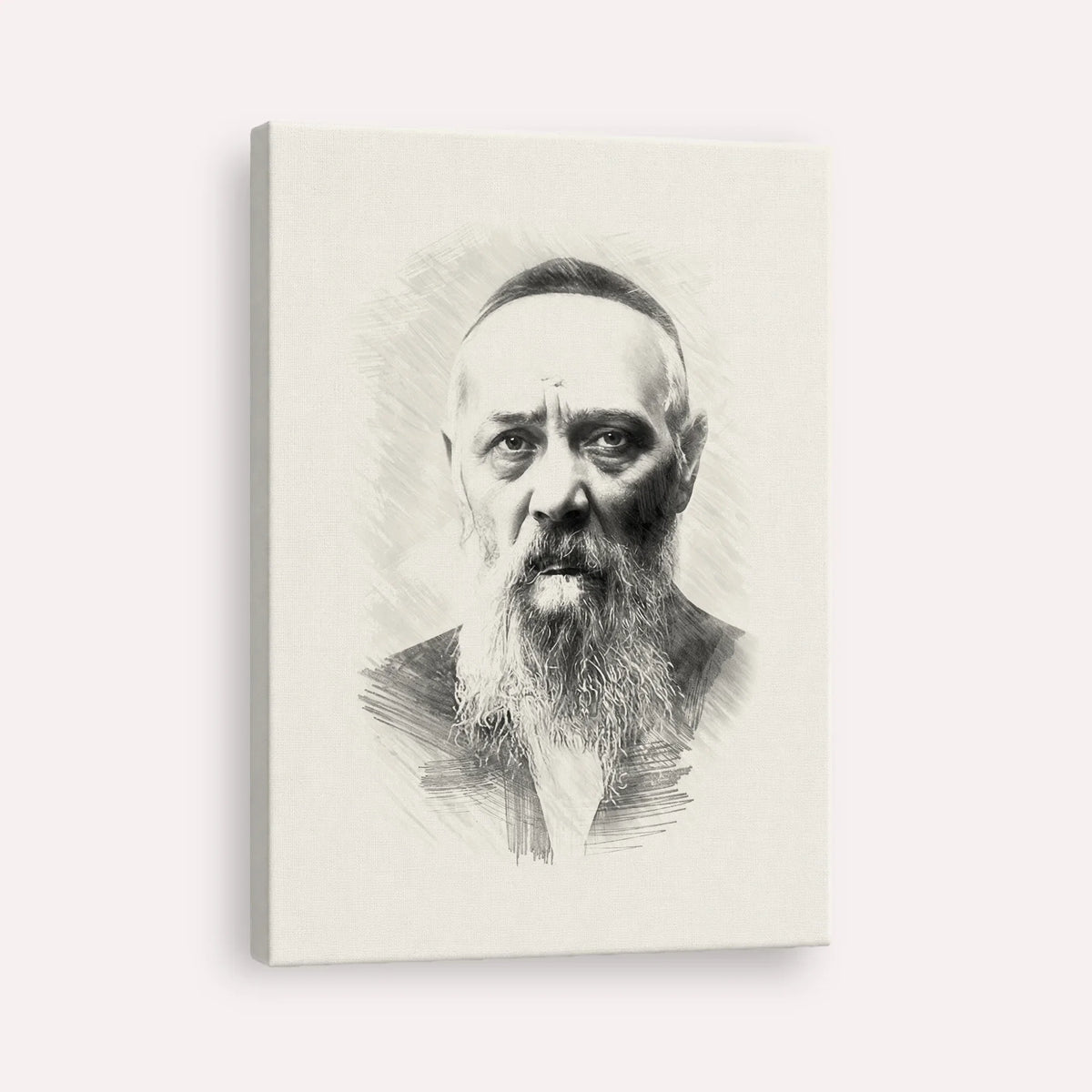 Rabbi Levi Yitzchak Schneerson – Black & White – Canvas Vertical | Jewish Wall Art, Gedolim Pictures
