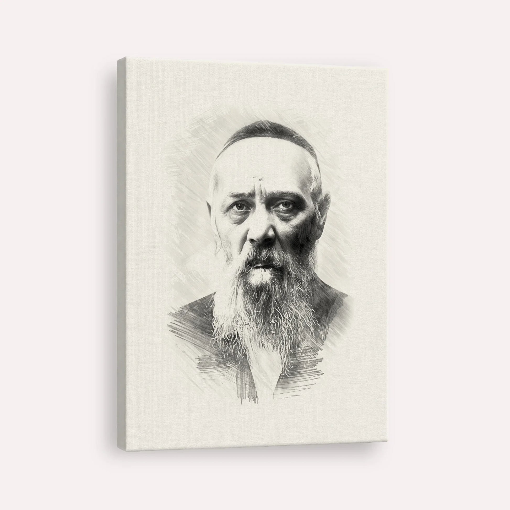 Rabbi Levi Yitzchak Schneerson – Black & White – Canvas Vertical | Jewish Wall Art, Gedolim Pictures