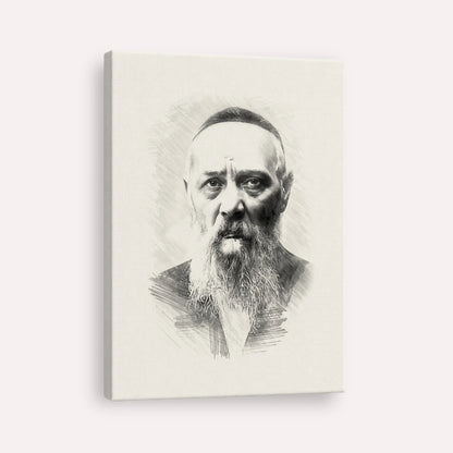 Rabbi Levi Yitzchak Schneerson – Black & White – Canvas Vertical | Jewish Wall Art, Gedolim Pictures
