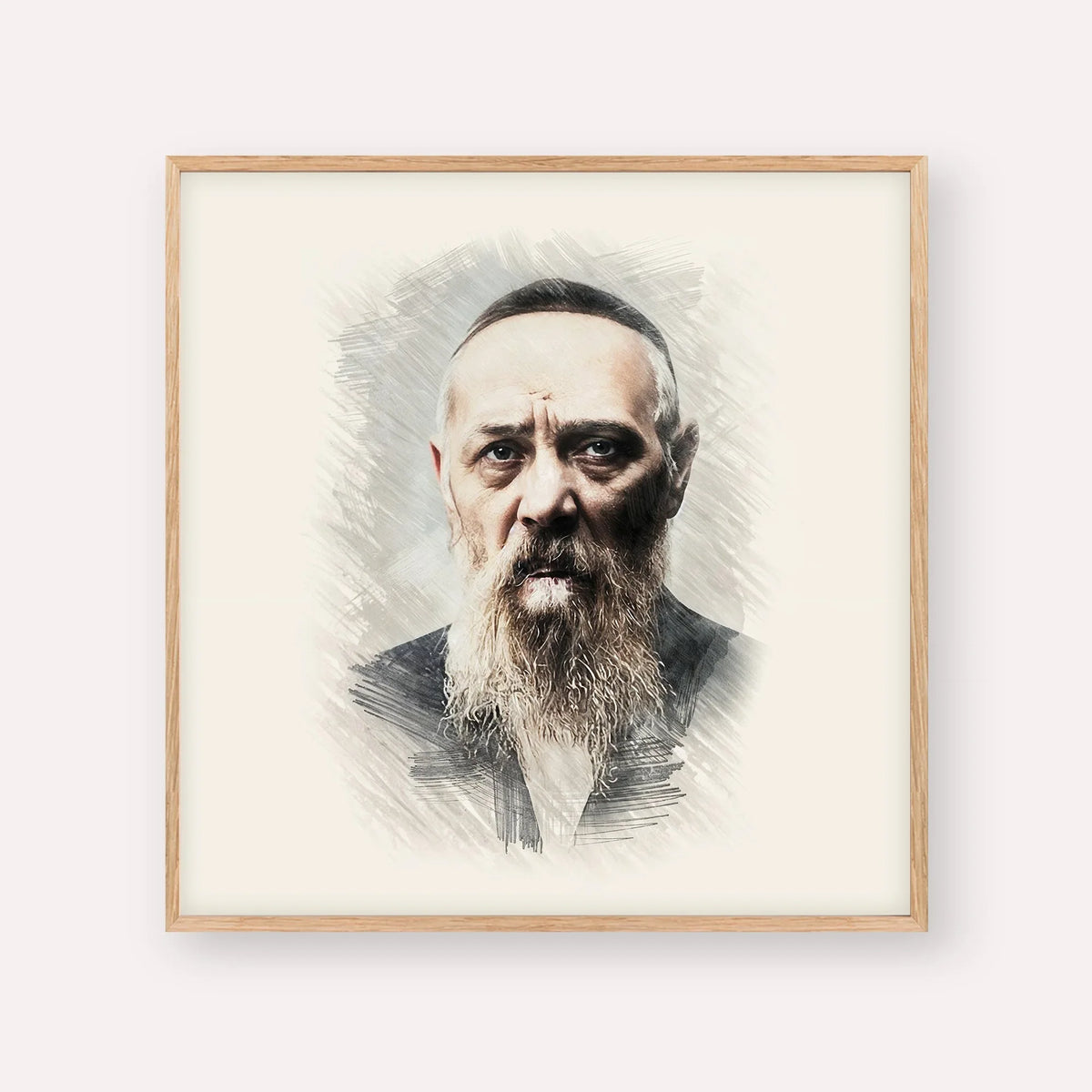 Rabbi Levi Yitzchak Schneerson – Wood Frame Square | Jewish Wall Art, Gedolim Pictures
