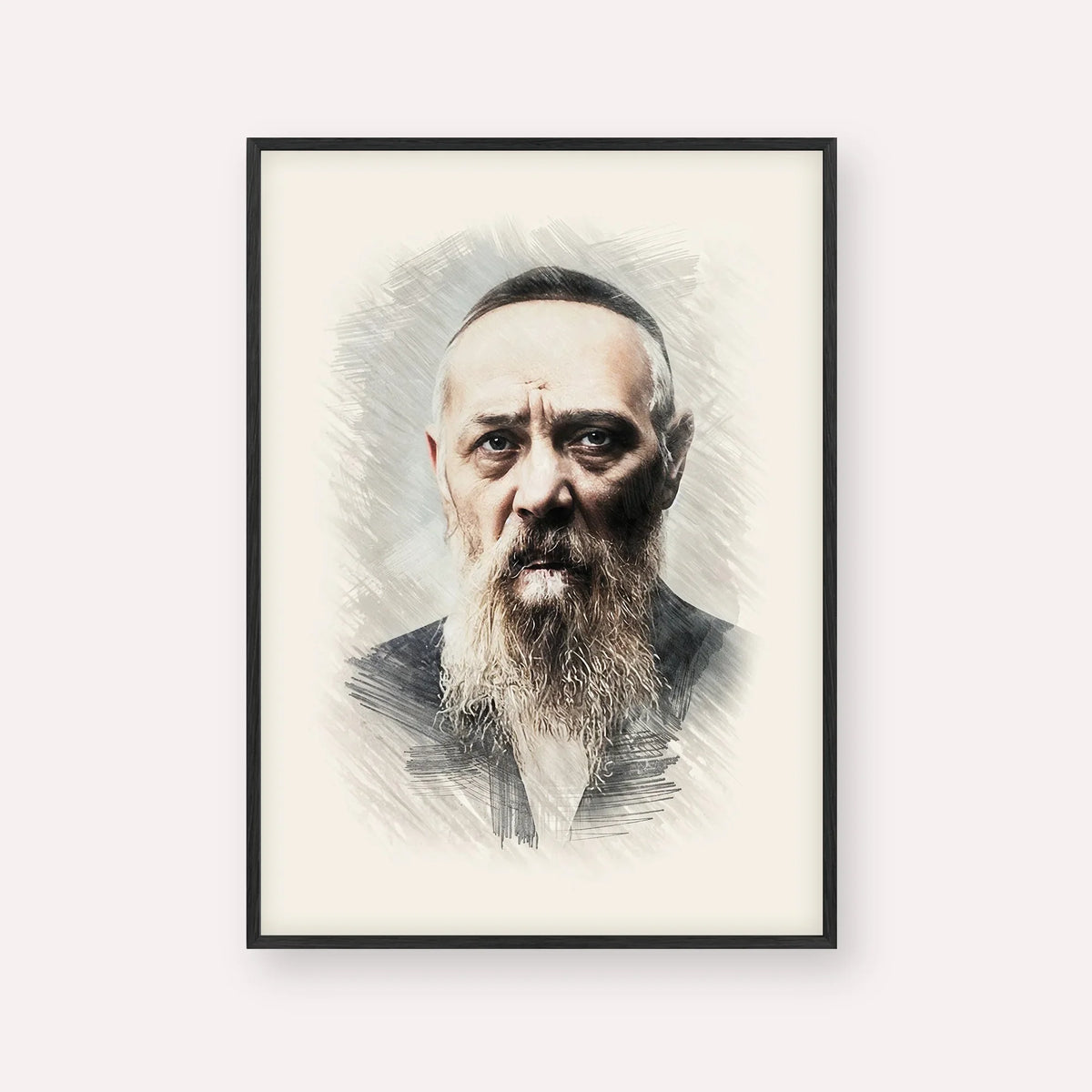 Rabbi Levi Yitzchak Schneerson – Black Frame Vertical | Jewish Wall Art, Gedolim Pictures