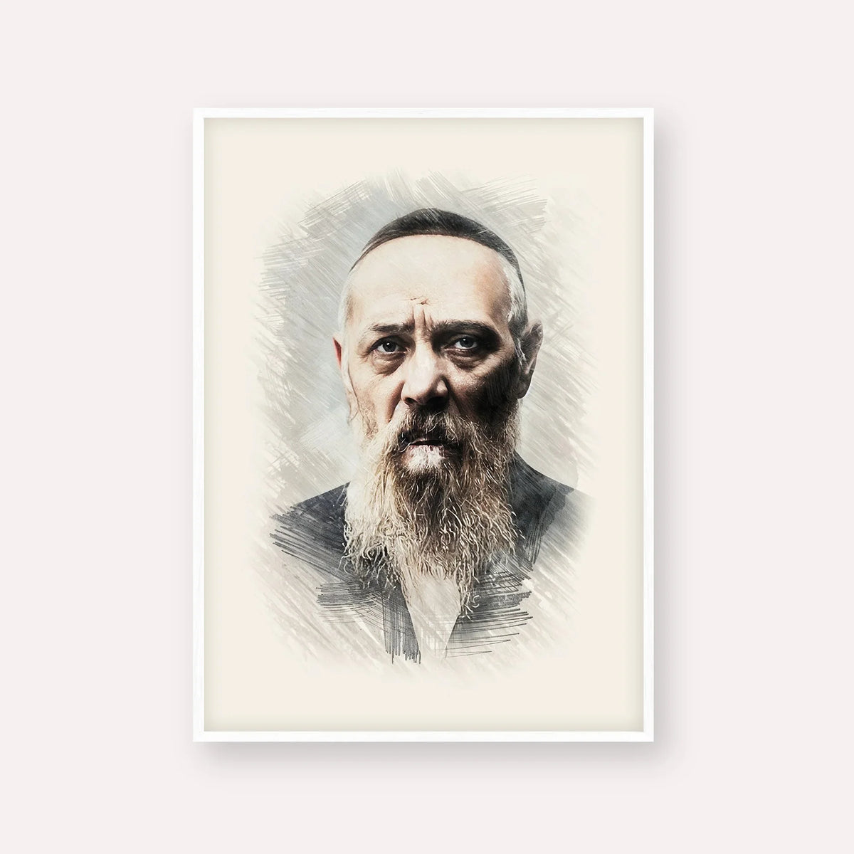 Rabbi Levi Yitzchak Schneerson – White Frame Vertical | Jewish Wall Art, Gedolim Pictures