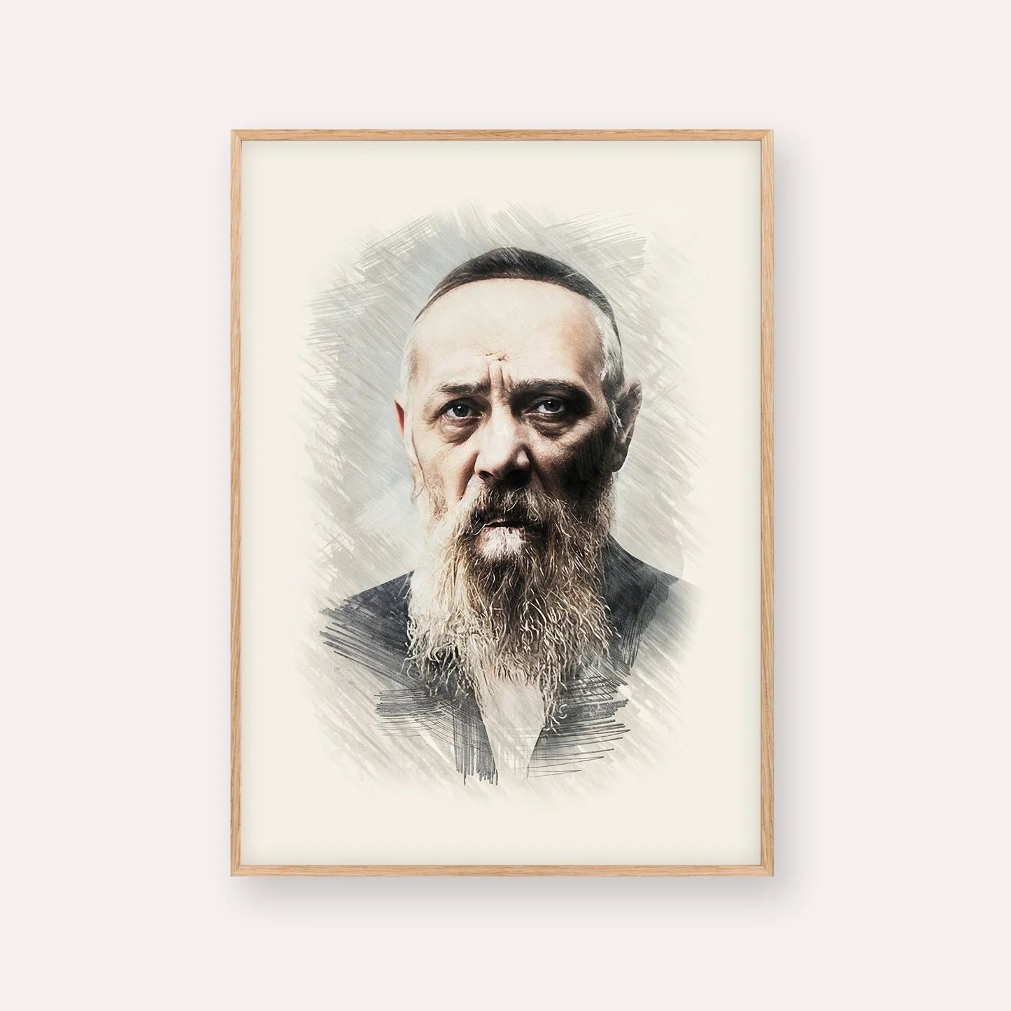 Rabbi Levi Yitzchak Schneerson – Wood Frame Vertical | Jewish Wall Art, Gedolim Pictures