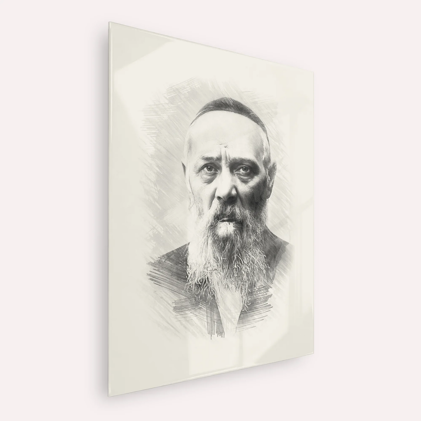 Rabbi Levi Yitzchak Schneerson – Black & White – Acrylic Glass Vertical | Jewish Wall Art, Gedolim Pictures