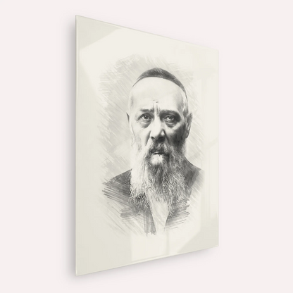 Rabbi Levi Yitzchak Schneerson – Black & White – Acrylic Glass Vertical | Jewish Wall Art, Gedolim Pictures