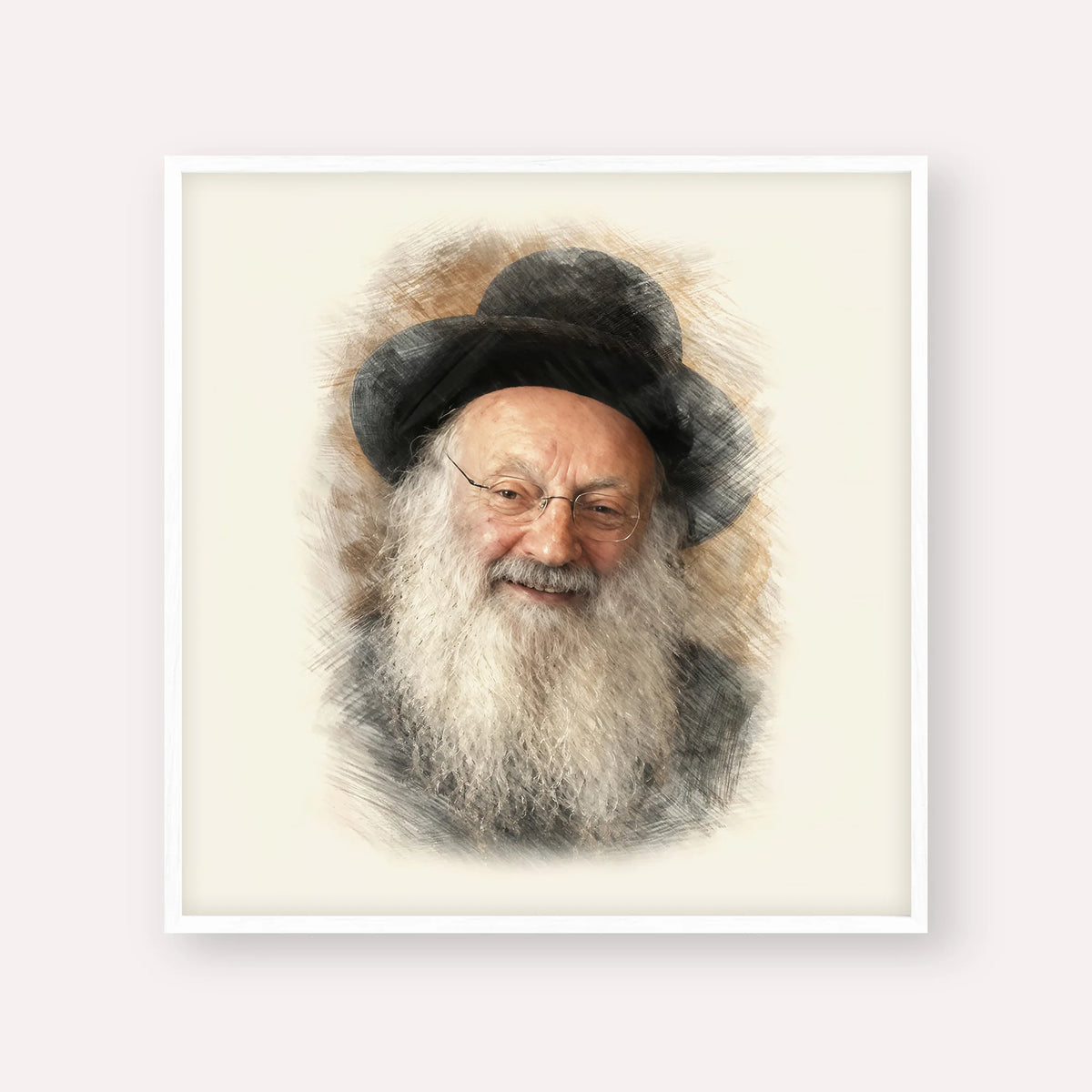 Rabbi Matisyahu Salomon – White Frame Square | Jewish Wall Art, Gedolim Pictures