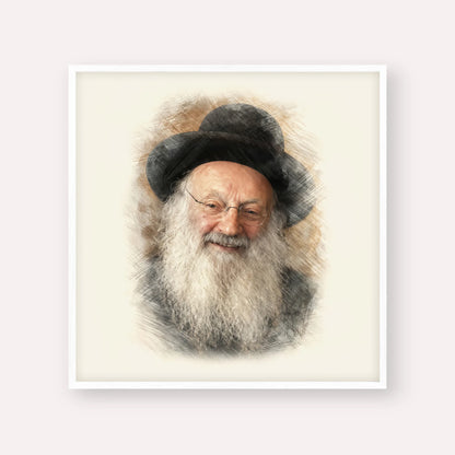 Rabbi Matisyahu Salomon – White Frame Square | Jewish Wall Art, Gedolim Pictures