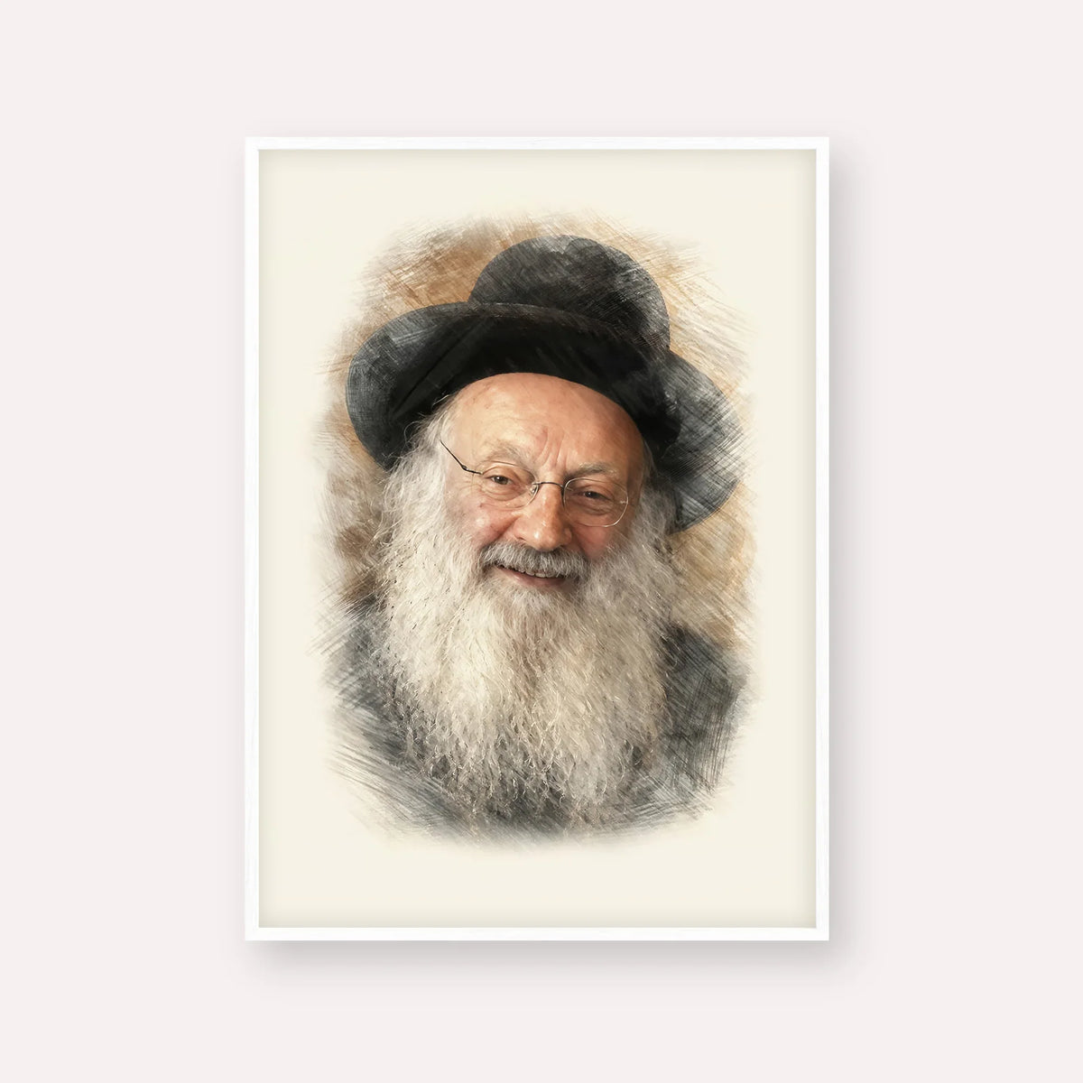 Rabbi Matisyahu Salomon – White Frame Vertical | Jewish Wall Art, Gedolim Pictures