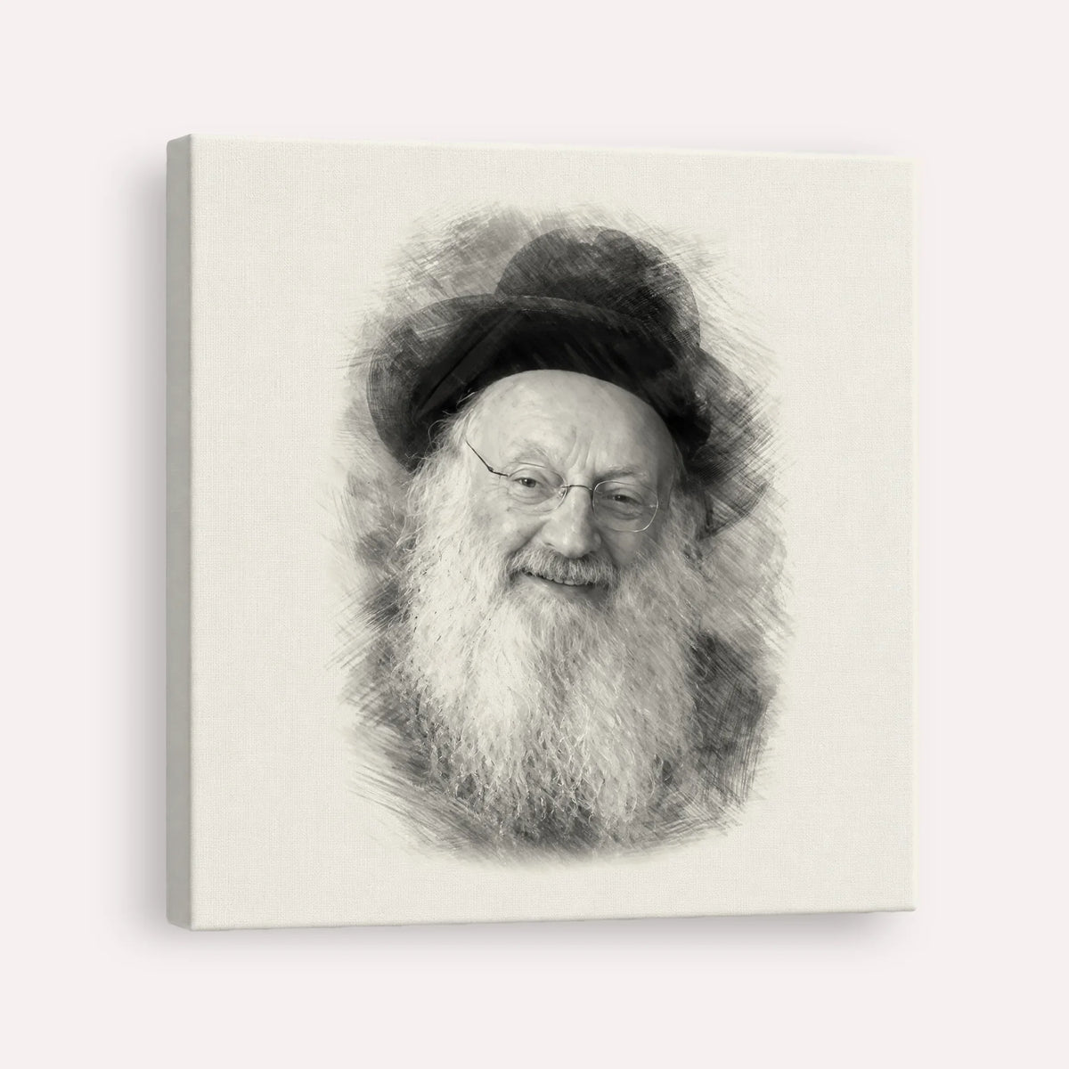 Rabbi Matisyahu Salomon – Black & White – Canvas Square | Jewish Wall Art, Gedolim Pictures